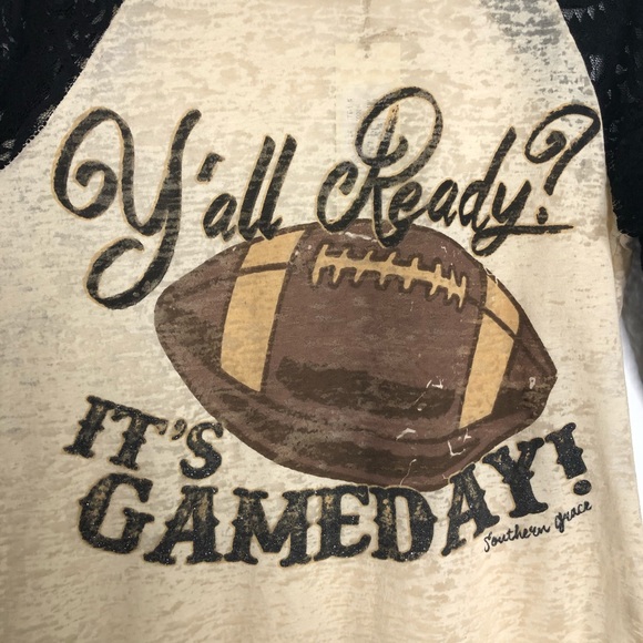 NWT Football Y’all Ready? It’s Gameday! Raglan Tee - Picture 4 of 7